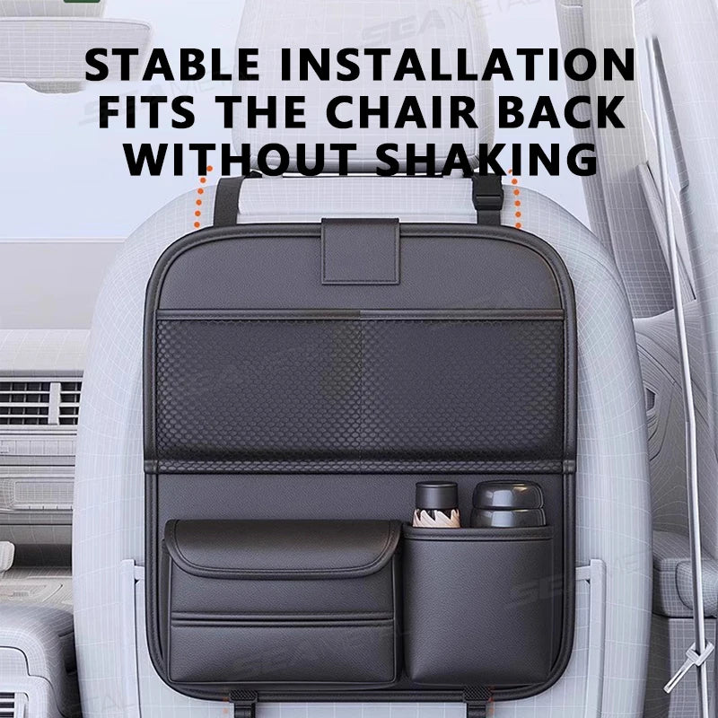 SEAMETAL Car Backseat Organizer – Multi-Pocket Storage Bag with Foldable Dining Table & Tablet Holder for Kids & Travel