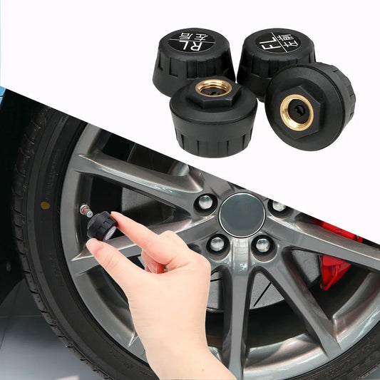 Solar TPMS with 4 Sensors – Wireless Car Tire Pressure Monitoring System with Digital LCD Display & Auto Alarm