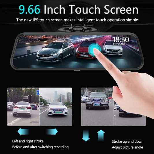 Azdome 10-inch mirror dash cam featuring a full touch screen | Front & Rear Car DVR Camera
