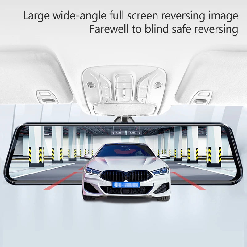 Azdome 10-inch mirror dash cam featuring a full touch screen | Front & Rear Car DVR Camera