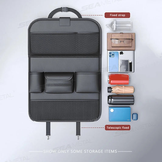 SEAMETAL Car Backseat Organizer – Multi-Pocket Storage Bag with Foldable Dining Table & Tablet Holder for Kids & Travel