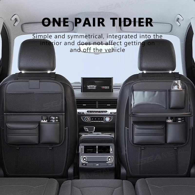SEAMETAL Car Backseat Organizer – Multi-Pocket Storage Bag with Foldable Dining Table & Tablet Holder for Kids & Travel