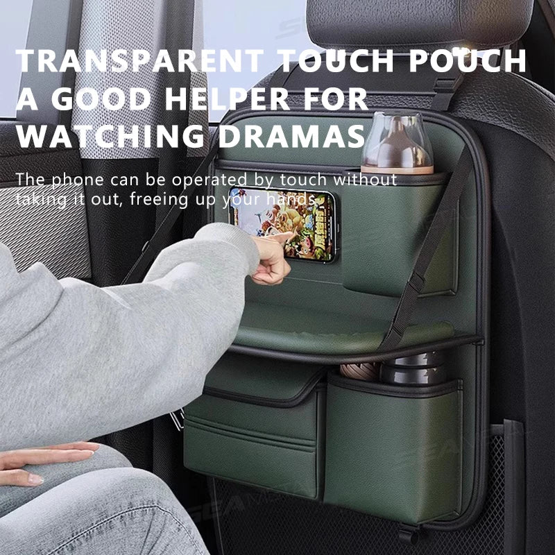 SEAMETAL Car Backseat Organizer – Multi-Pocket Storage Bag with Foldable Dining Table & Tablet Holder for Kids & Travel
