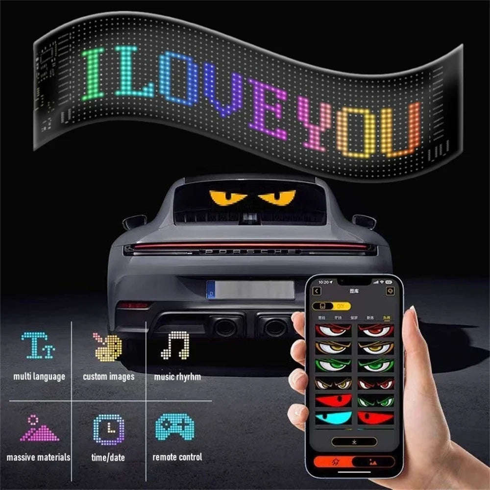 Customizable Bluetooth LED Car Window Display – Waterproof & App Controlled