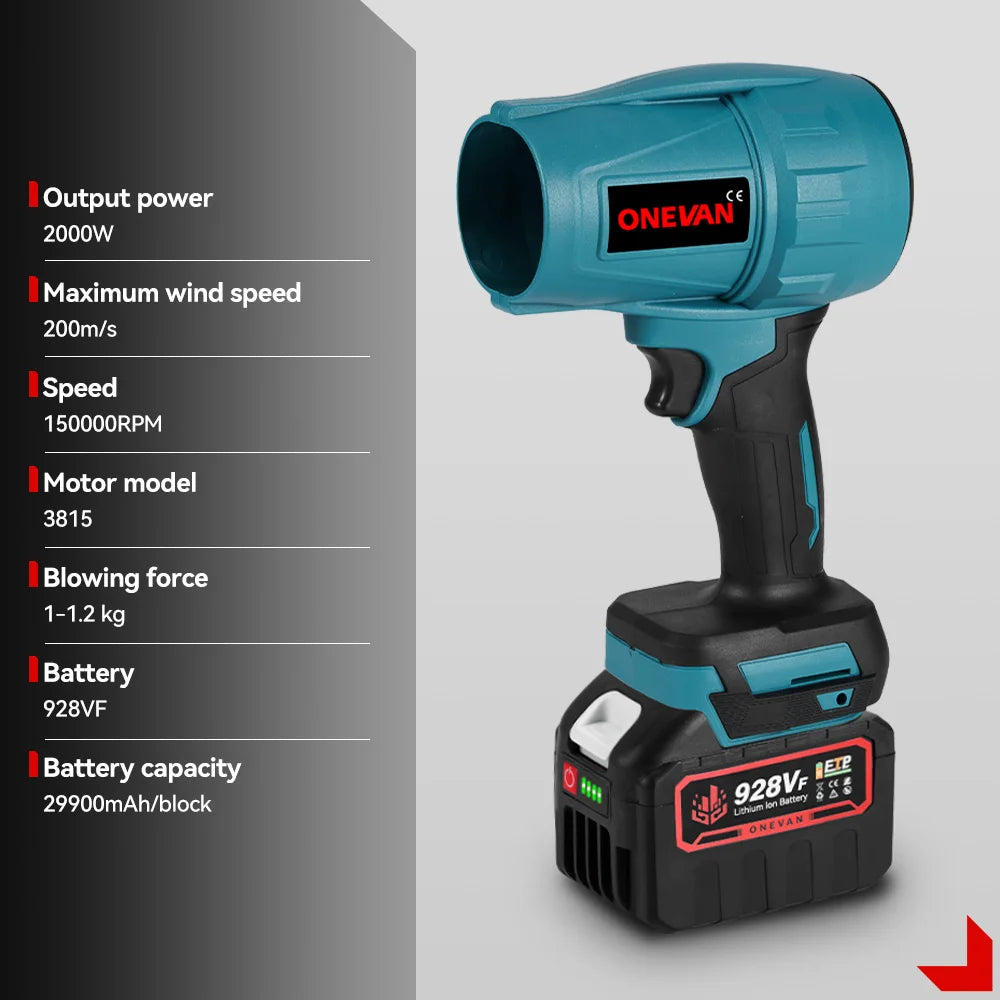 Cordless Jet Fan Blower – 200M/S Brushless Electric Power Tool for Snow, Dust & Leaves