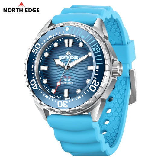 North Edge TRITON Solar Dive Watch – Stainless Steel Case, Waterproof with Backlight