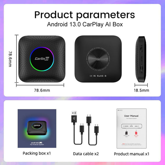 CarlinKit Android 13 AI Box | Wireless CarPlay & Android Auto | 512GB Expandable